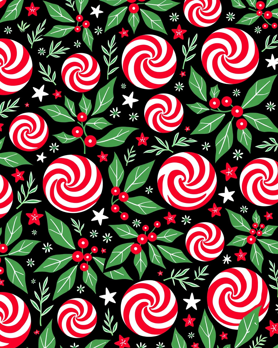 Festive Red White Peppermint Holly Rug
