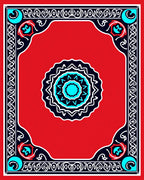 Crimson Medallion Ornamental Border Rug