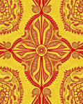 Radiant Sunburst Medallion Yellow Red Rug