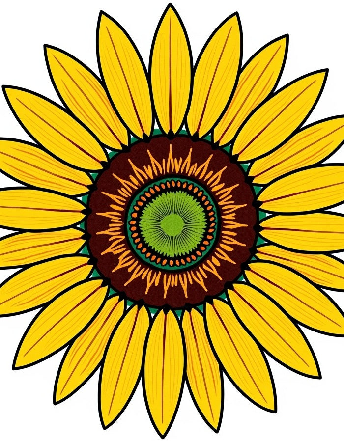 Sunny Yellow Sunflower Mandala Rug