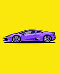 Vibrant Purple Sports Car Pop Art Rug