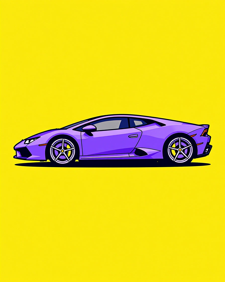 Vibrant Purple Sports Car Pop Art Rug