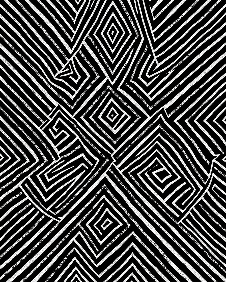 Monochrome Geometric Maze Labyrinth Rug