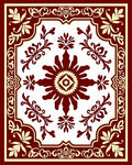 Crimson Ivory Floral Medallion Square Rug
