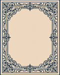 Dark Blue Ornamental Filigree Border Rug