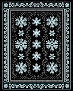 Sky Blue Snowflake Mandala Border Rug