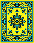 Bold Yellow Black Turquoise Floral Medallion Rug