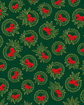 Emerald Green Red Berry Wreath Rug