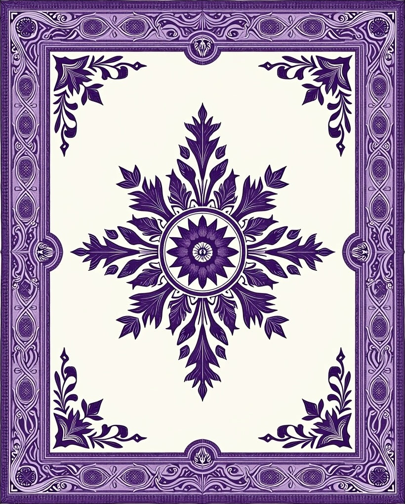 Deep Purple Ornamental Floral Medallion Rug