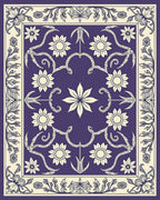 Ornate Indigo Floral Arrangement Rug