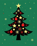 Festive Red Starburst Christmas Tree Rug