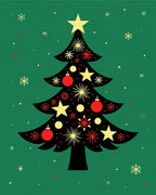 Festive Red Starburst Christmas Tree Rug