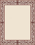Deep Burgundy Floral Scroll Border Rug
