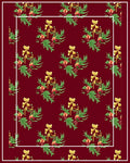Crimson Golden Bow Floral Bouquet Rug