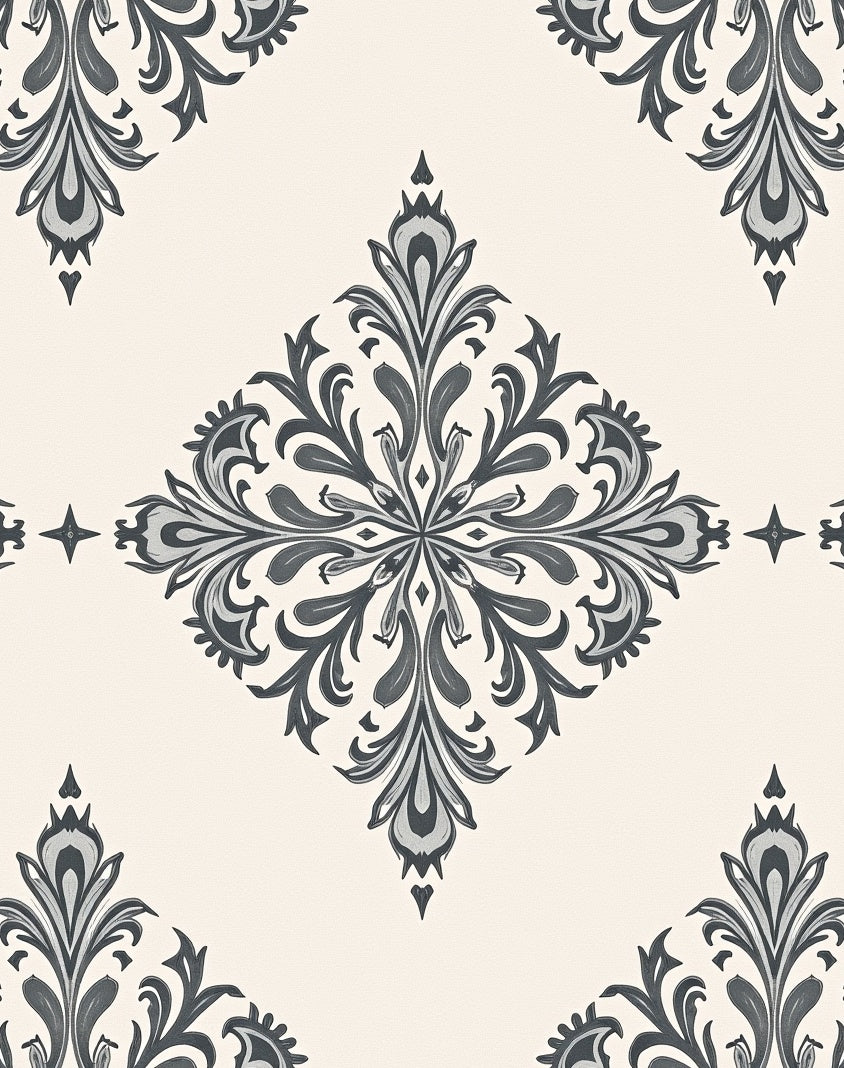 Classic Gray Damask Ornament Rug