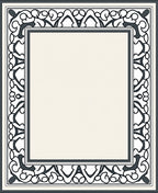 Ornate Ivory Black Floral Border Rug