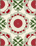 Crimson and Green Floral Medallions Rug