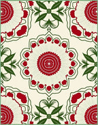 Crimson and Green Floral Medallions Rug