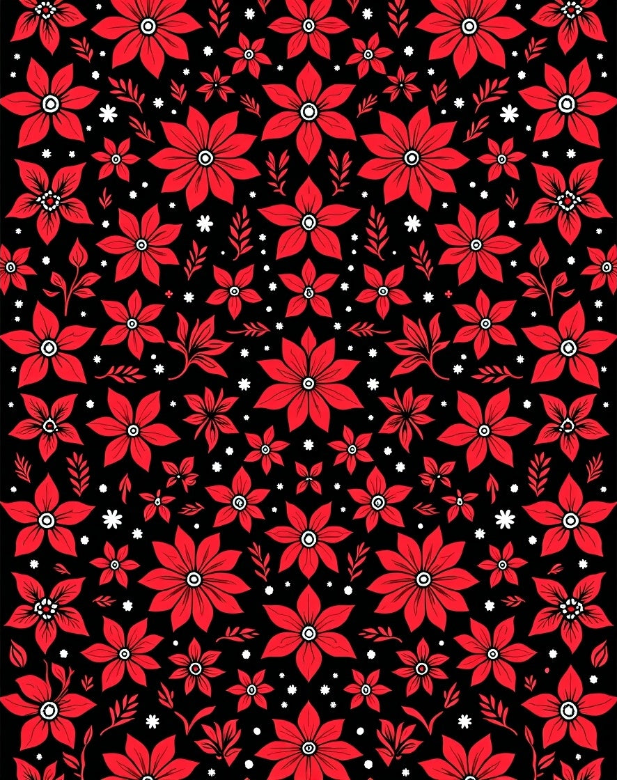 Bold Red Floral Garden Scatter Rug