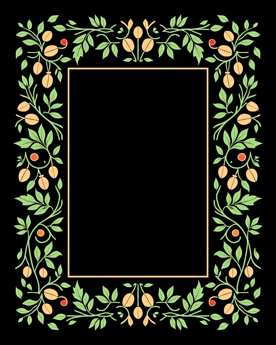 Golden Fruit Green Leaf Border Rug