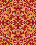 Crimson Gold Floral Swirl Rug