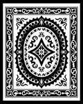 Ornate Black White Medallion Border Rug