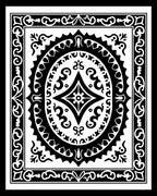 Ornate Black White Medallion Border Rug