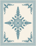 Blue Teal Leaf Medallion Frame Rug