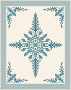 Blue Teal Leaf Medallion Frame Rug