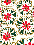 Red White Green Floral Outline Rug