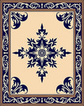 Dark Blue Ornamental Ivory Medallion Rug