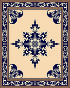 Dark Blue Ornamental Ivory Medallion Rug