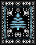 Winter Forest Blue Fern Tree Rug