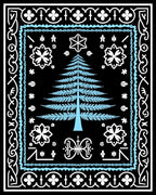 Winter Forest Blue Fern Tree Rug