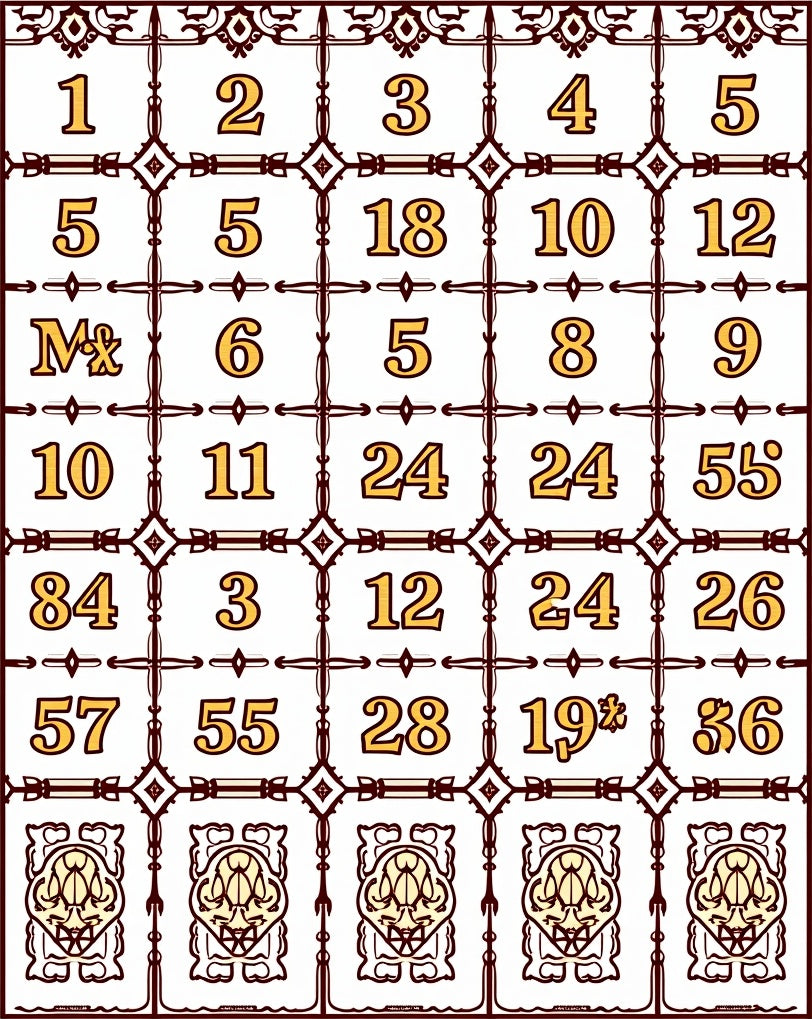 Classic Crimson Tiled Number Grid Rug