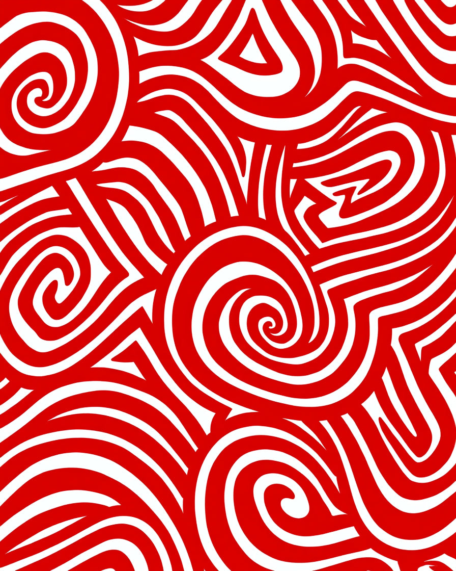 Bold Red Swirl And Stripe Rug