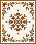 Brown Damask Floral Vintage Rug