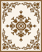 Brown Damask Floral Vintage Rug