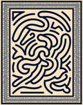 Navy Abstract Swirl Cream Rug