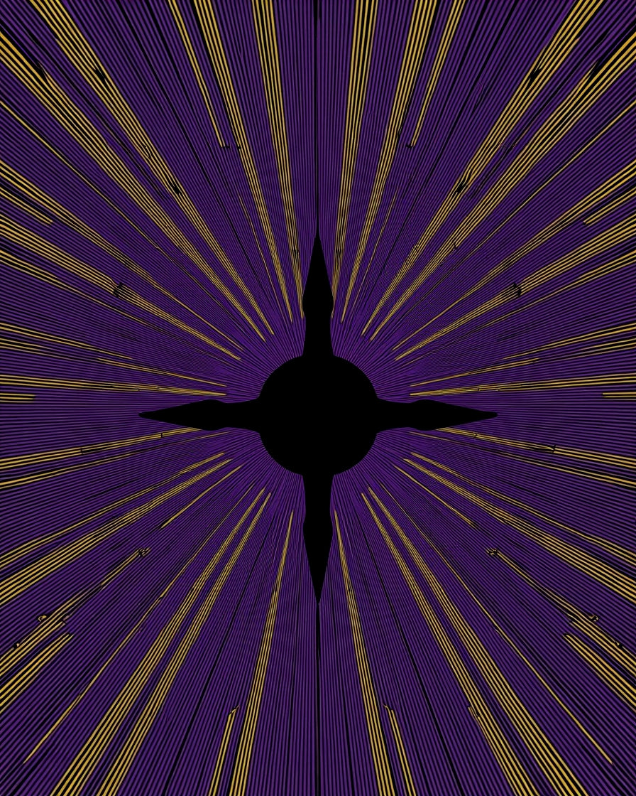 Radiating Purple Gold Starburst Rug