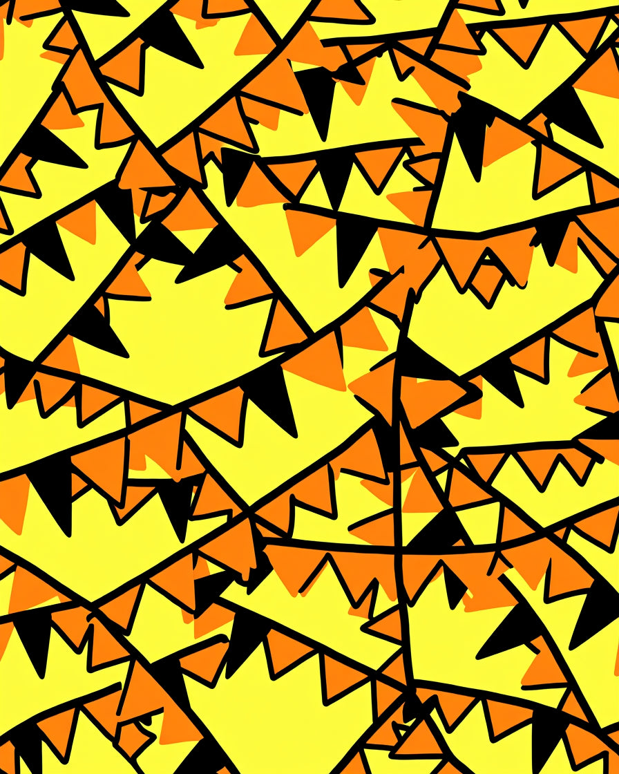 Yellow Orange Black Bunting Garland Rug