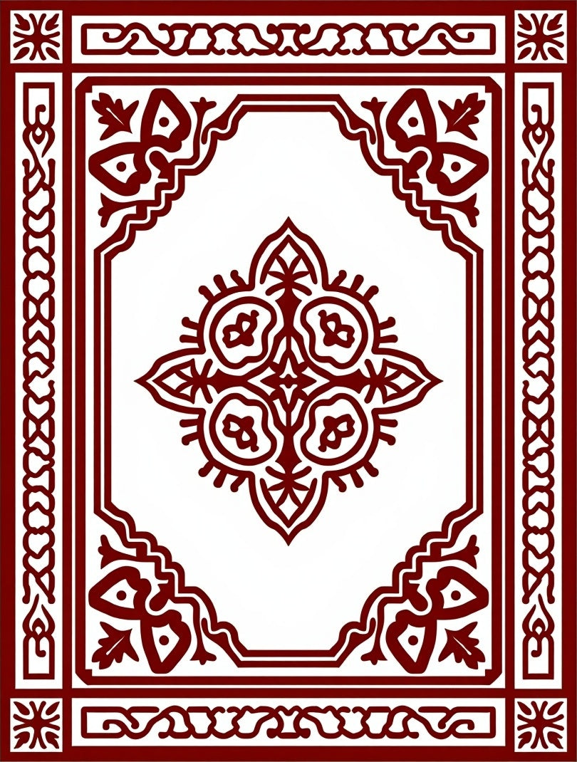 Rich Burgundy Intricate Floral Medallion Rug