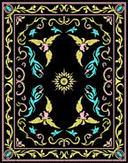 Whimsical Pink Yellow Blue Winged Creature Rug