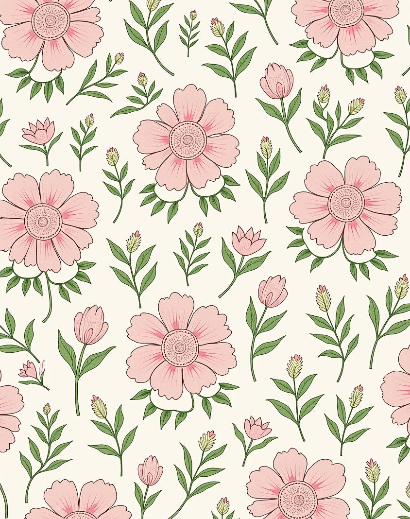 Pink Floral Garden Branches Rug