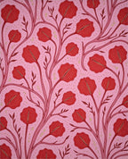 Pink Red Floral Vine Botanical Art Rug
