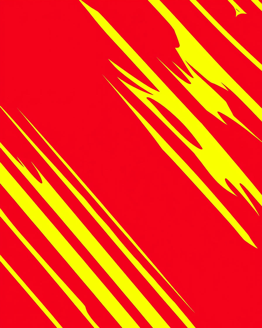 Crimson Yellow Slanted Jagged Stripes Rug