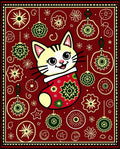 Festive Red Cat Christmas Ornaments Rug