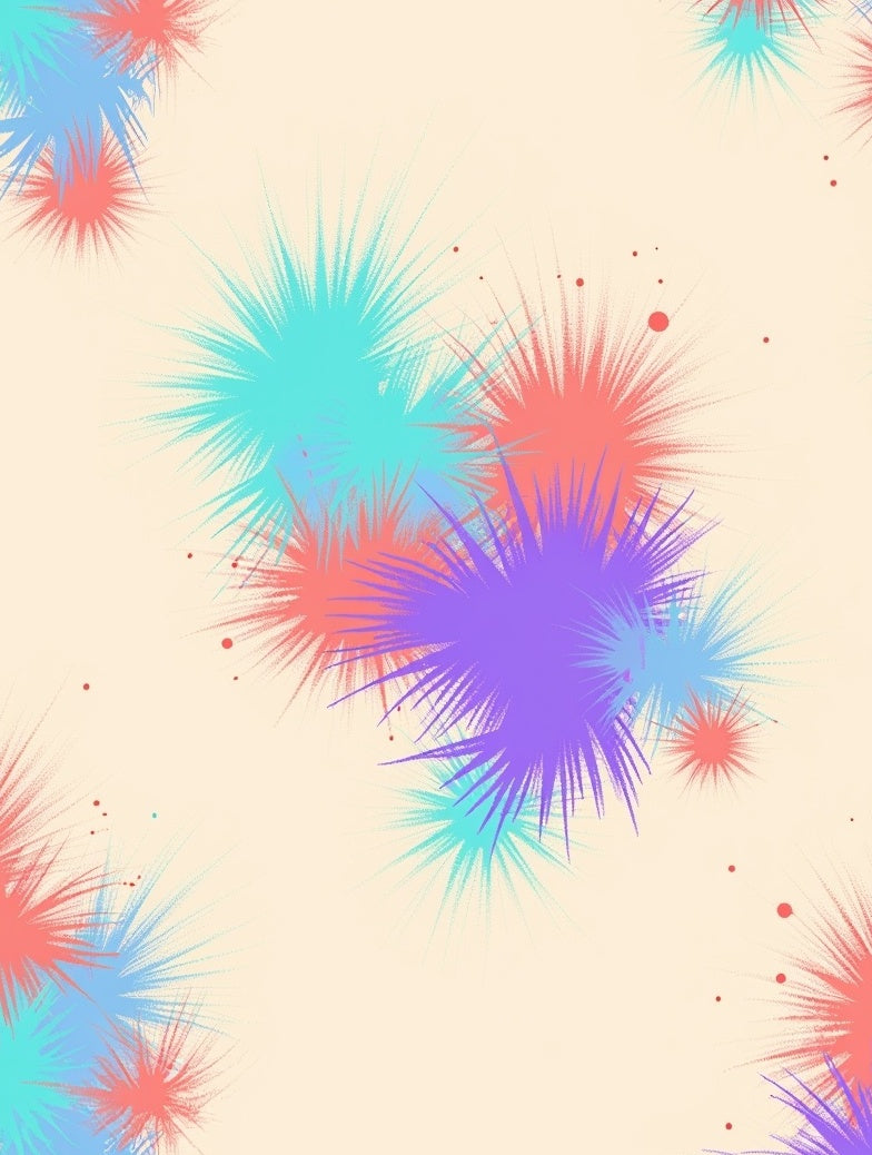 Vibrant Coral Teal Purple Starburst Rug