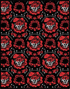 Crimson Skull Baroque Floral Rug