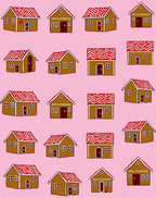 Gingerbread Houses Red White Swirl Roof Rug